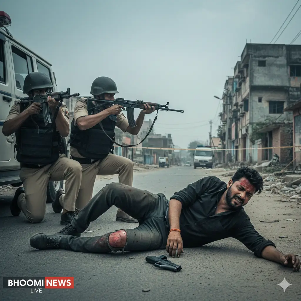 पटना के खगौल में पुलिस और अपराधी मैनेजर राय के बीच मुठभेड़ का दृश्य - Bhoomi News Live